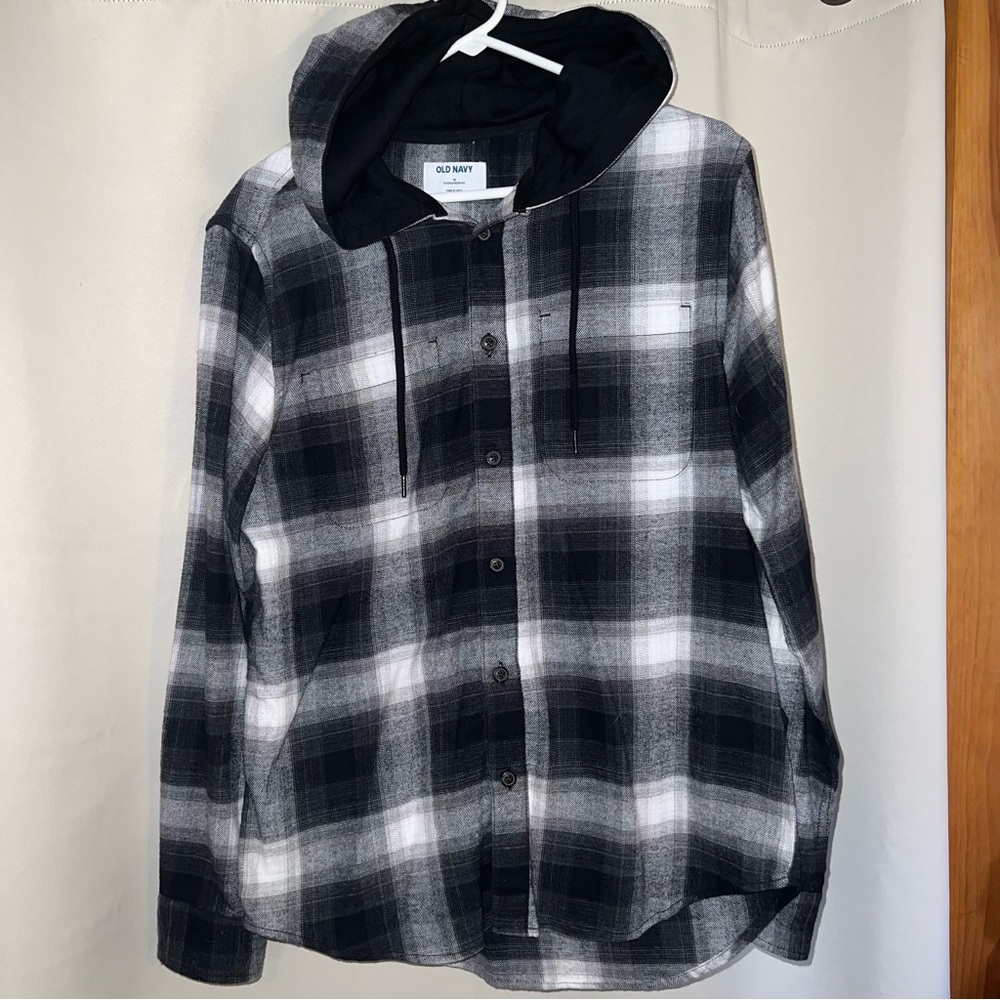 Old Navy Regular Fit Double-Brushed Cotton Button Down with Hood